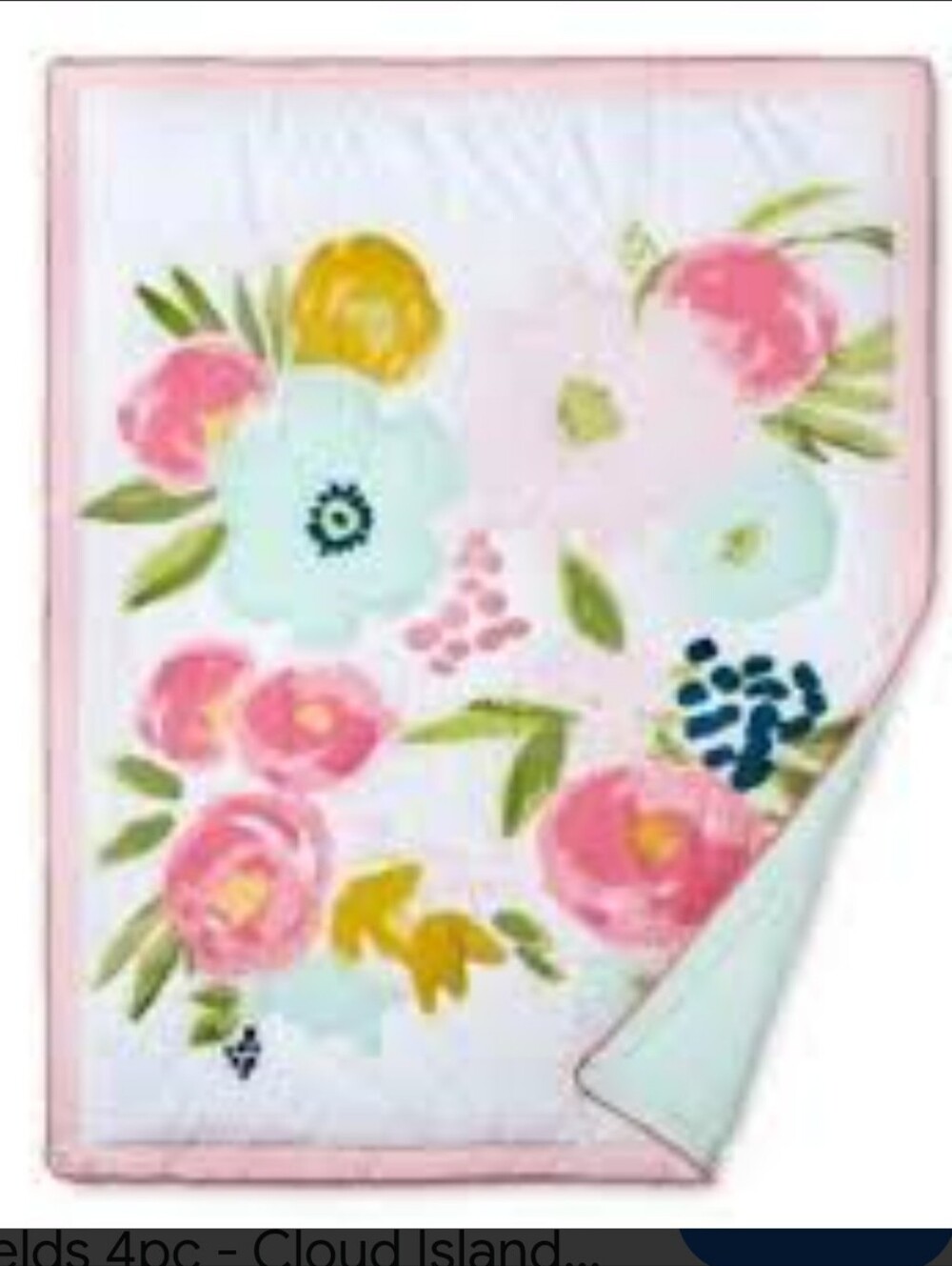 Cloud Island Floral Fields  Watercolor Baby Crib Quilt.